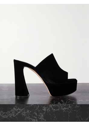 Gianvito Rossi - Holly 120 Velvet Platform Mules - Black - IT35,IT35.5,IT36,IT36.5,IT37,IT37.5,IT38,IT38.5,IT39,IT39.5,IT40,IT40.5,IT41,IT41.5,IT42