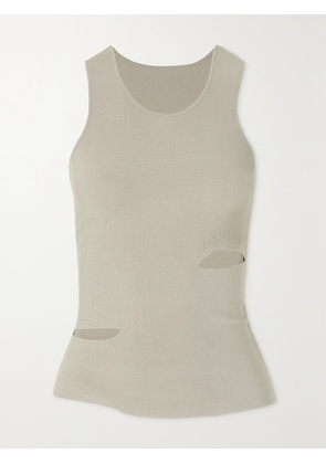 DION LEE - Cutout Ribbed Jersey Tank - Neutrals - x small,small,medium,large,x large