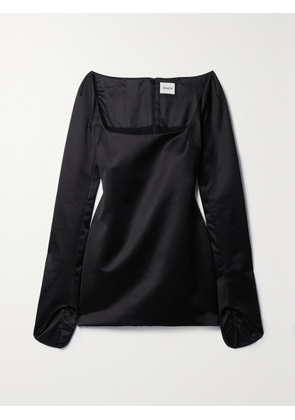 KHAITE - Tate Cotton-blend Duchesse-satin Mini Dress - Black - US0,US2,US4,US6,US8,US10