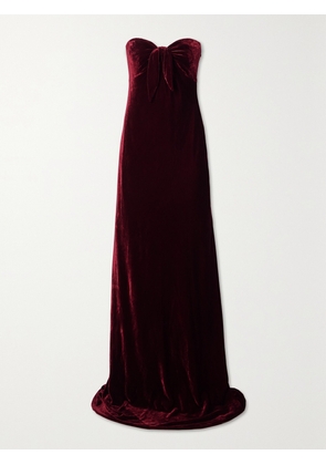 Ralph Lauren Collection - Niles Strapless Bow-embellished Velvet Gown - Burgundy - US0,US2,US4,US6,US8,US10,US12,US14