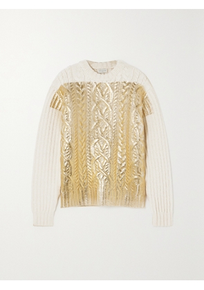 Dries Van Noten - Metallic Cable-knit Wool Sweater - Ecru - x small,small,medium,large