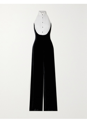 Ralph Lauren Collection - Illeana Two-tone Piqué And Velvet Halterneck Jumpsuit - Black - US0,US2,US4,US6,US8,US10,US12,US14