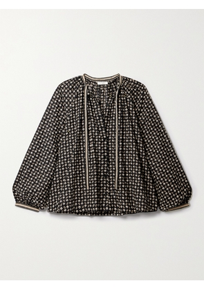 DÔEN - + Net Sustain Amina Tie-detailed Printed Organic Cotton-voile Blouse - Multi - xx small,x small,small,medium,large,x large,xx large