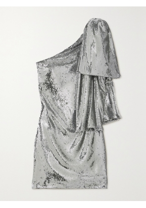 BERNADETTE - Josselin One-shoulder Bow-detailed Sequined Crepe Mini Dress - Silver - FR 34,FR 36,FR 38,FR 40,FR 42,FR 44,FR 46
