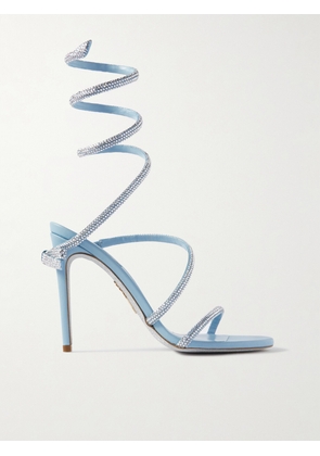 René Caovilla - Cleo Crystal-embellished Satin Sandals - Blue - IT35,IT36,IT36.5,IT37,IT37.5,IT38,IT38.5,IT39,IT40,IT41,IT42