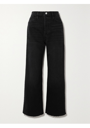 FRAME - Le Low Baggy Frayed High-rise Wide-leg Jeans - Black - 23,24,25,26,27,28,29,30,31,32
