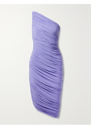 Norma Kamali - Diana One-shoulder Asymmetric Ruched Stretch-jersey Dress - Purple - xx small,x small,small,medium,large,x large