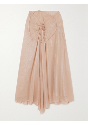 Victoria Beckham - Draped Appliquéd Metallic Tulle Midi Skirt - Pink - UK 4,UK 6,UK 8,UK 10,UK 12,UK 14