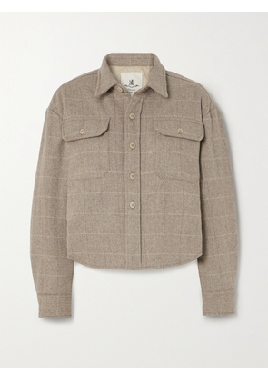 DENIMIST - Cropped Checked Herringbone Wool-blend Jacket - Brown - x small,small,medium,large,x large