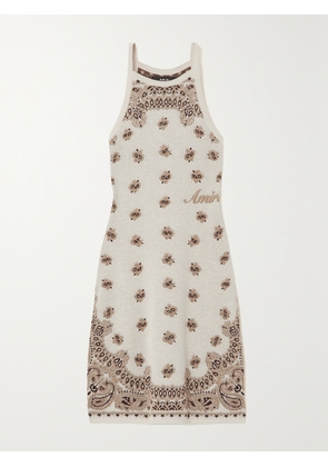 AMIRI - Cotton-jacquard Halterneck Midi Dress - White - x small,small,medium,large,x large