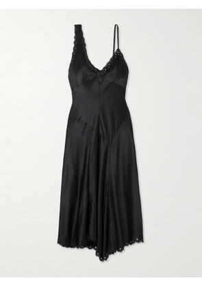 Isabel Marant - Ayrich Asymmetrical Eyelet-embellished Silk Midi Dress - Black - FR 34,FR 36,FR 38,FR 40,FR 42,FR 44