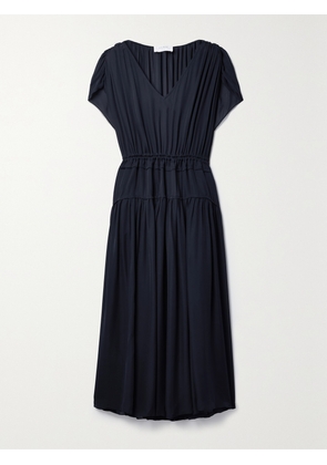 La Ligne - Natalie Gathered Silk-chiffon Midi Dress - Blue - x small,small,medium,large,x large