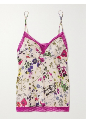 Eres - Herbier Caracole Lace-trimmed Floral-print Silk-twill Camisole - Cream - FR 36,FR 38,FR 40,FR 42