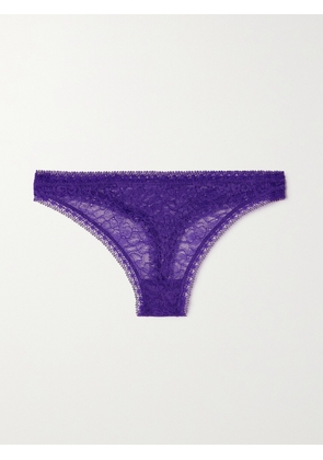Eres - Pensees Reflet Stretch-lace Thong - Purple - FR 36,FR 38,FR 40,FR 42,FR 44