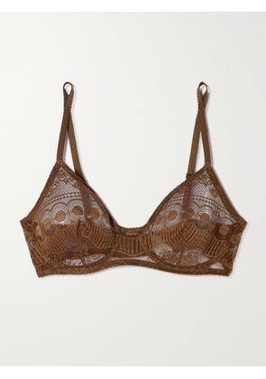 Eres - Flore Trefle Lace Underwired Soft-cup Bra - Brown - 32B,34B,36B,32C,34C,36C,32D,34D,36D