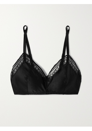 Eres - Reveillon Cotillon Lace-trimmed Stretch-satin Soft-cup Triangle Bra - Black - 32A,34A,36A,32B,34B,36B,32C,34C,36C