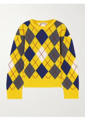 LOEWE - Argyle Wool Sweater - Yellow - x small,small,medium,large