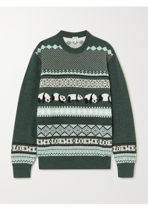 LOEWE - + Suna Fujita Intarsia Wool-blend Sweater - Green - x small,small,medium,large