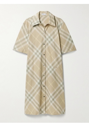 Burberry - Checked Cotton-gabardine Shirt Dress - Yellow - UK 4,UK 6,UK 8,UK 10,UK 12,UK 14,UK 16