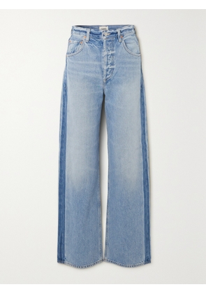 Citizens of Humanity - + Net Sustain Ayla Baggy Tuxedo High-rise Wide-leg Two-tone Organic Jeans - Blue - 23,24,25,26,27,28,29,30,31,32
