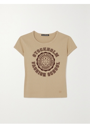 Acne Studios - Flocked Cotton-jersey T-shirt - Brown - xx small,x small,small,medium,large