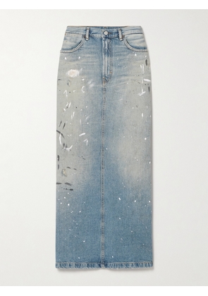 Acne Studios - Paint-splattered Denim Maxi Skirt - Blue - EU 32,EU 34,EU 36,EU 38,EU 40,EU 42