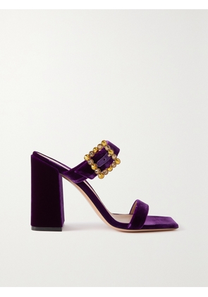 Gianvito Rossi - Velluto 95 Crystal-embellished Velvet Sandals - Purple - IT35,IT36,IT36.5,IT37,IT37.5,IT38,IT38.5,IT39,IT39.5,IT40,IT40.5,IT41,IT42
