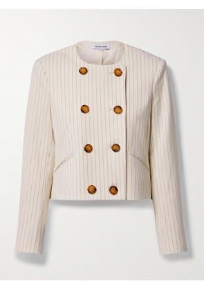 Veronica Beard - Winslow Double-breasted Pinstriped Jacquard Jacket - Ecru - US0,US2,US4,US6,US8,US10,US12,US14