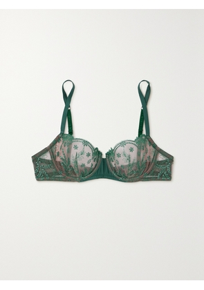 I.D. SARRIERI - + Net Sustain Siracusa Dream Satin-trimmed Embroidered Tulle Underwired Bra - Green - 32B,34B,36B,38B,32C,34C,36C,38C,32D,34D,36D,32DD,34DD,36DD