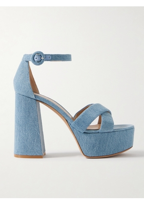 Gianvito Rossi - Sheridan 110 Denim Platform Sandals - Blue - IT35,IT35.5,IT36,IT36.5,IT37,IT37.5,IT38,IT38.5,IT39,IT39.5,IT40,IT40.5,IT41,IT41.5,IT42