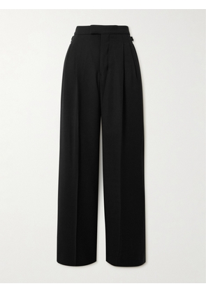 AMI PARIS - Pleated Crepe Wide-leg Pants - Black - FR 32,FR 34,FR 36,FR 38,FR 40,FR 42,FR 44