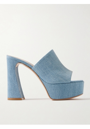 Gianvito Rossi - Holly 70 Denim Platform Mules - Blue - IT35,IT35.5,IT36,IT36.5,IT37,IT37.5,IT38,IT38.5,IT39,IT39.5,IT40,IT40.5,IT41,IT41.5,IT42