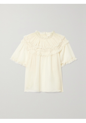 Ulla Johnson - Zuri Pintucked Wool-gauze Blouse - Cream - US00,US0,US2,US4,US6,US8,US10,US12