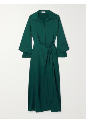 SIMKHAI - Samba Wrap-effect Satin Midi Shirt Dress - Green - US0,US2,US4,US6,US8,US10,US12,US14