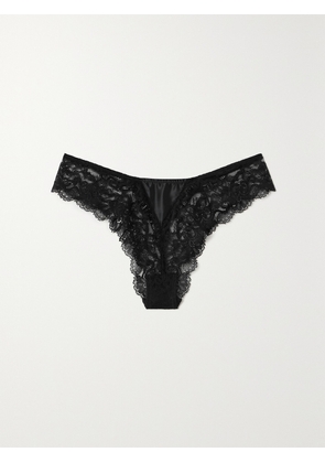 Versace - Satin-trimmed Lace Briefs - Black - 1,2,3,4,5