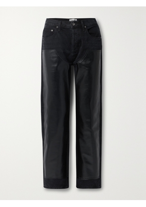 AGOLDE - + Net Sustain Ryder Recycled Leather-paneled High-rise Straight-leg Organic Jeans - Black - 23,24,25,26,27,28,29,30,31,32
