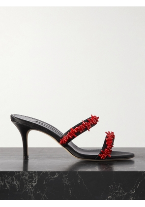 Manolo Blahnik - Clorettenu 70 Bead-embellished Satin Sandals - Black - IT36,IT36.5,IT37,IT37.5,IT38,IT38.5,IT39,IT39.5,IT40,IT40.5,IT41,IT41.5,IT42,IT43