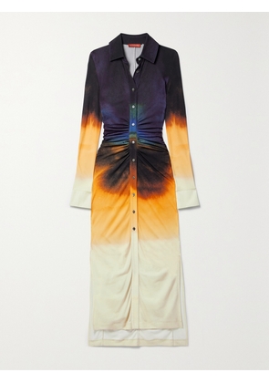 Altuzarra - Claudia Ruched Tie-dyed Jersey Maxi Shirt Dress - Multi - FR 34,FR 36,FR 38,FR 40,FR 42,FR 44
