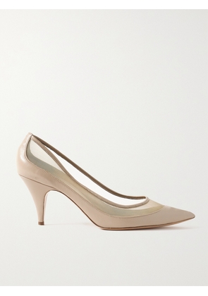 KHAITE - River Iconic Mesh-trimmed Patent-leather Pumps - Neutrals - IT36,IT36.5,IT37,IT37.5,IT38,IT38.5,IT39,IT39.5,IT40,IT40.5,IT41