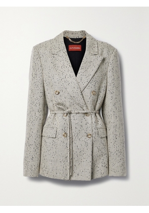 Altuzarra - Hattson Belted Double-breasted Sequin-embellished Woven Blazer - Gray - FR 34,FR 36,FR 38,FR 40,FR 42,FR 44,FR 46