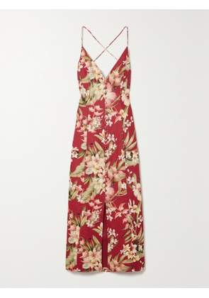 Zimmermann - + Net Sustain Lexi Floral-print Linen Midi Dress - Red - 00,1,2,3,4