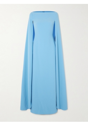 Solace London - Sadie Cape-effect Crepe Gown - Blue - UK 4,UK 6,UK 8,UK 10,UK 12,UK 14,UK 16