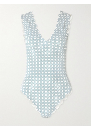 Marysia - Charleston Reversible Scalloped Seersucker Swimsuit - White - xx small,x small,small,medium,large,x large,xx large
