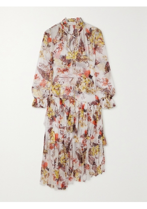 Zimmermann - + Net Sustain Matchmaker Asymmetric Floral-print Chiffon Midi Dress - Ivory - 00,1,2,3,4