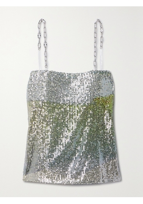 IN THE MOOD FOR LOVE - Elody Chain-embellished Sequined Tulle Top - Silver - x small,small,medium,large,x large