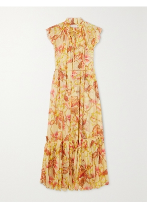 Zimmermann - + Net Sustain Matchmaker Tiered Floral-print Crepon Midi Dress - Yellow - 00,1,2,3,4