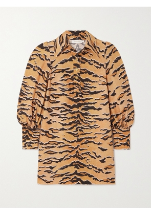 Zimmermann - Matchmaker Tiger-print Linen Mini Dress - Brown - 00,1,2,3,4