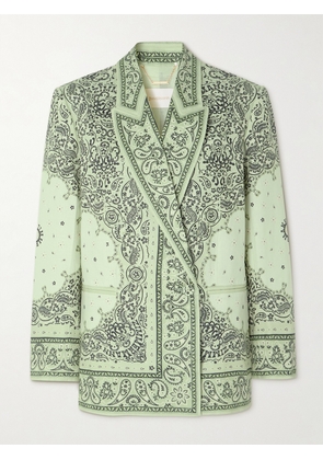 Zimmermann - Matchmaker Double-breasted Printed Linen Blazer - Green - 00,1,2,3,4