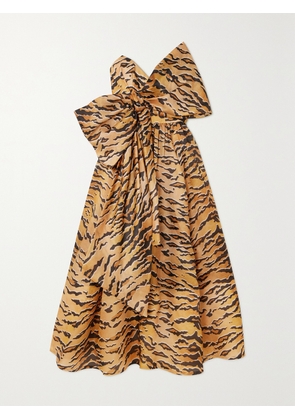 Zimmermann - Matchmaker Bow-detailed Tiger-print Silk-faille Midi Dress - Brown - 00,1,2,3,4