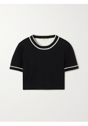 Max Mara - Uscio Cropped Two-tone Cotton-blend T-shirt - Black - x small,small,medium,large,x large,xx large